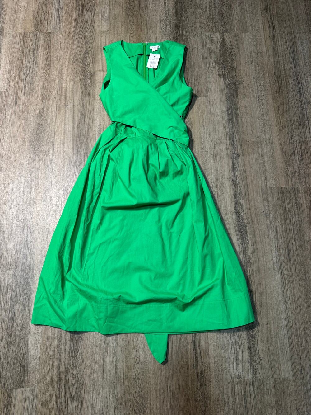 J.Crew Women's Bright Green Sleeveless Wrap Midi Dress